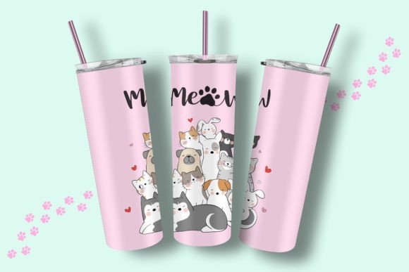 Animal and Cat Tumbler Wrap Design PNG Review