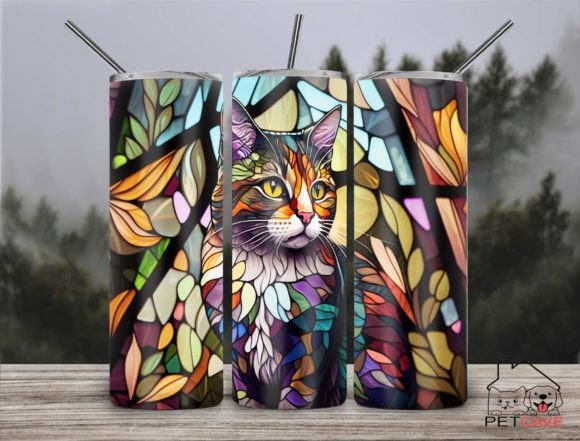 Cat Stained Glass 20oz Skinny Part 3