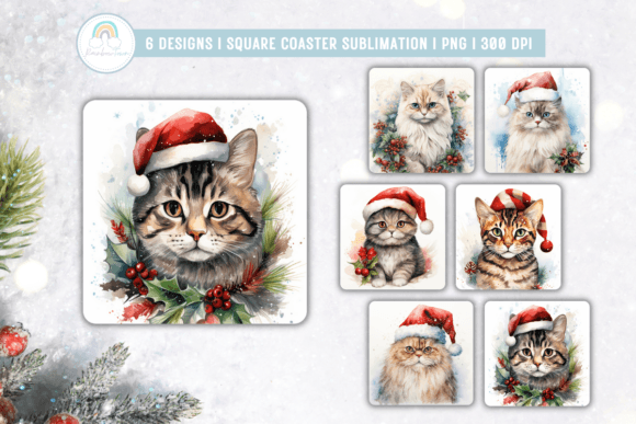 Christmas Santa Cat Square Coaster Review