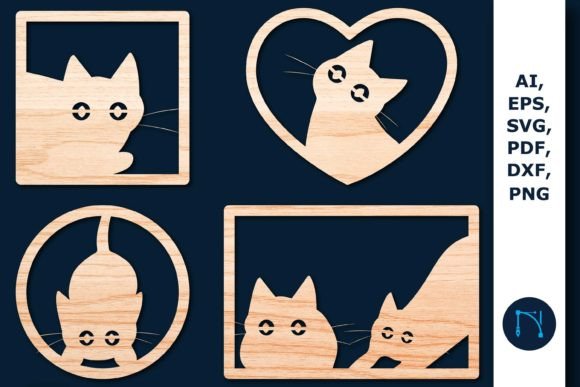 Laser Cut Peeking Cat in Window Embroidery Design