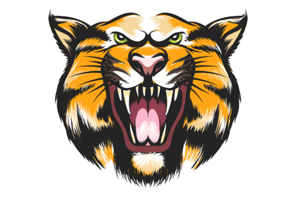 Tiger Head Roaring Wild Cat Powerful Logo